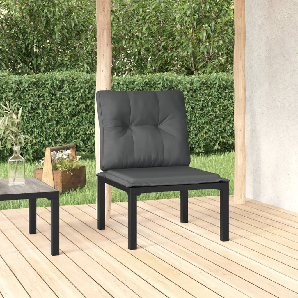 Garden chair with cushion black and gray poly rattan