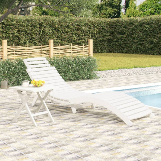 Sun lounger white 184x55x64 cm solid acacia wood