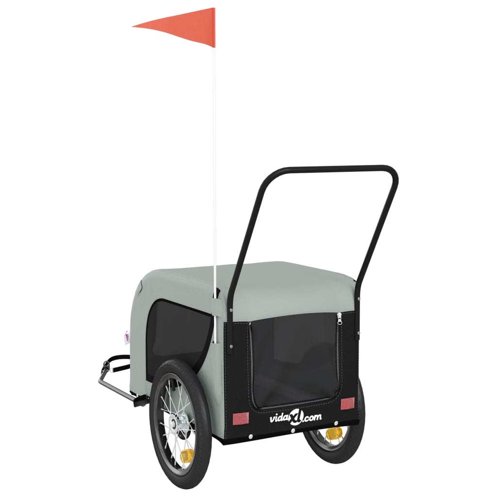 Bicycle trailer dogs gray and black Oxford fabric and iron