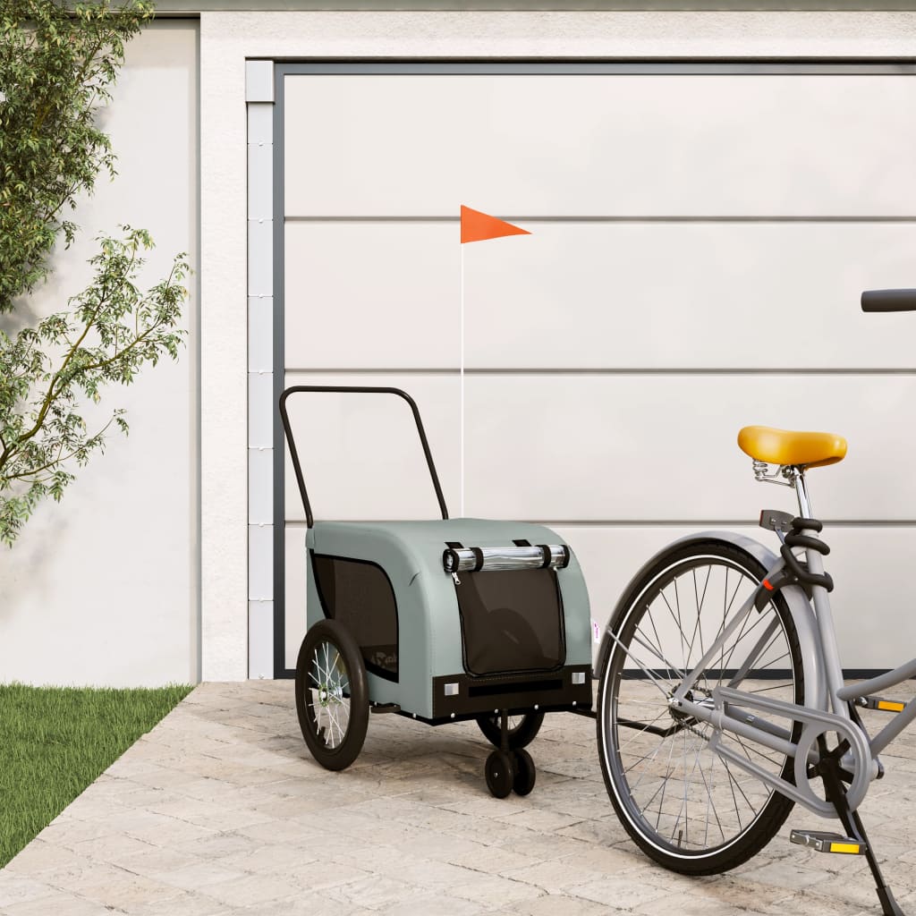 Bicycle trailer dogs gray and black Oxford fabric and iron