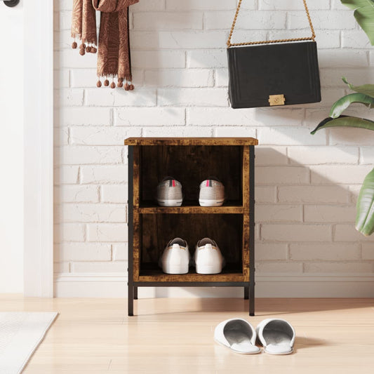 Étagère à chaussures chêne fumé 38x35x50 cm en bois