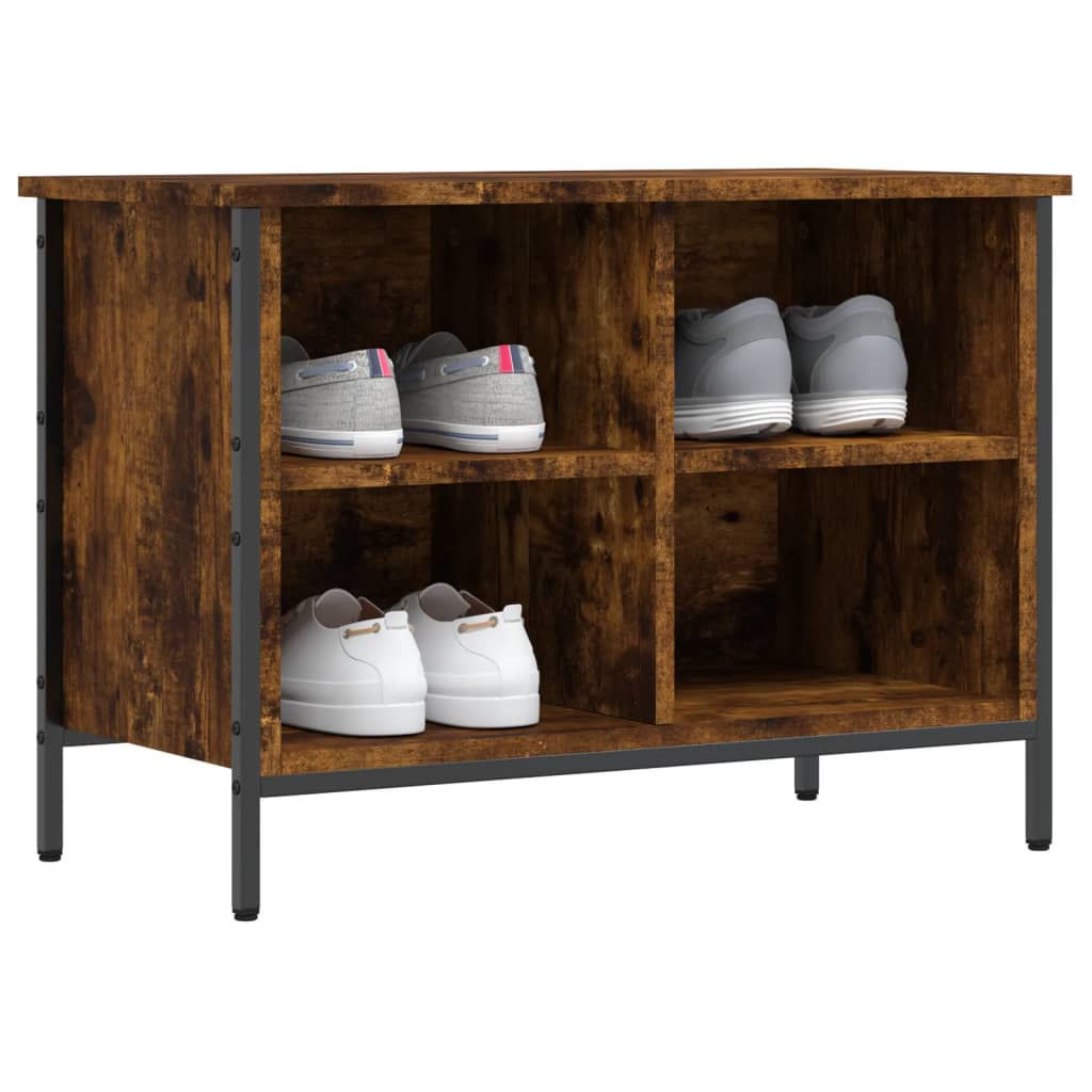 Étagère à chaussures chêne fumé 69x35x50 cm en bois