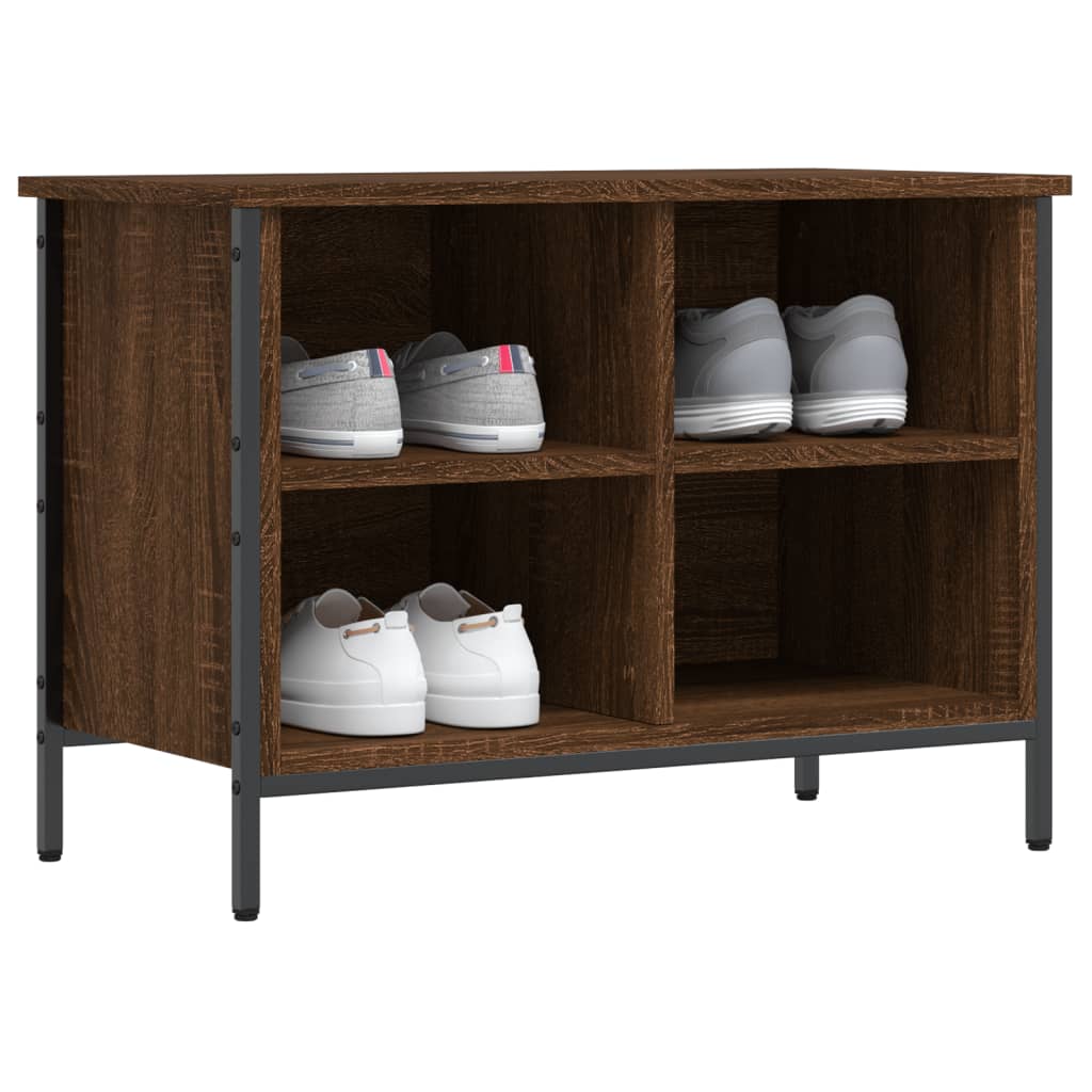 Étagère à chaussures aspect chêne marron 69x35x50 cm en bois