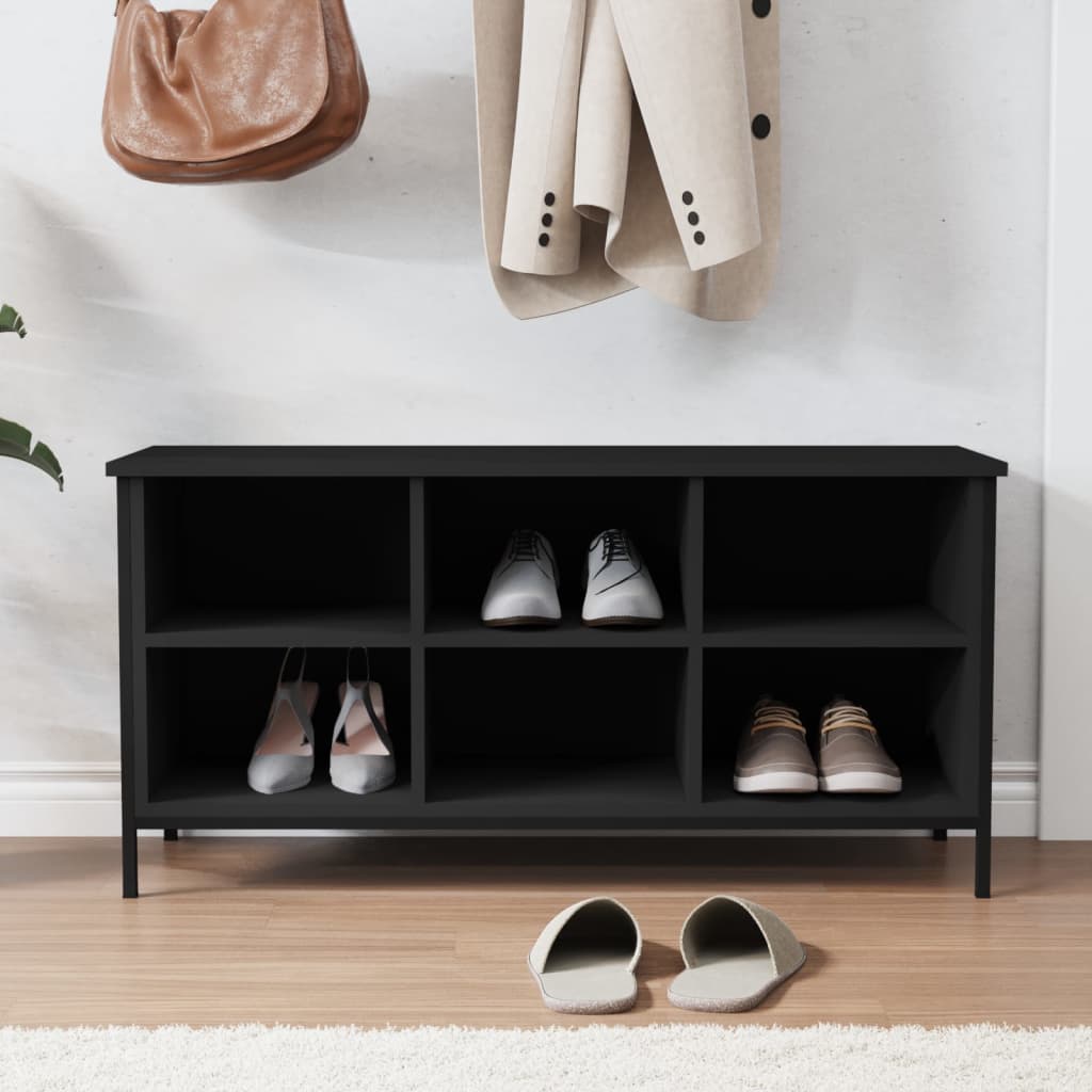 Étagère à chaussures noir 100x35x50 cm en bois