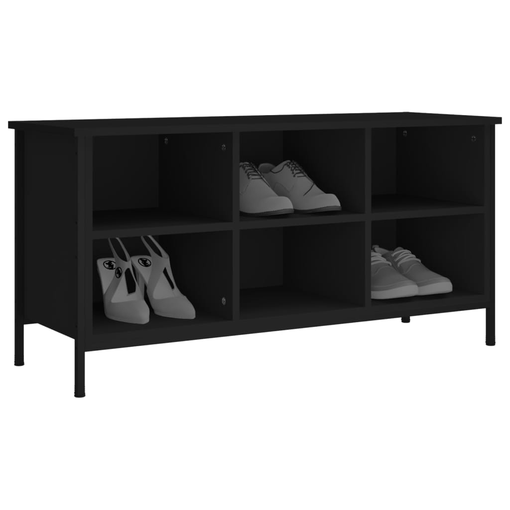 Étagère à chaussures noir 100x35x50 cm en bois
