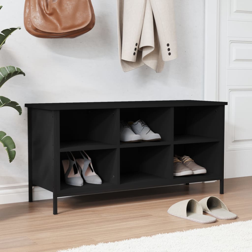 Étagère à chaussures noir 100x35x50 cm en bois