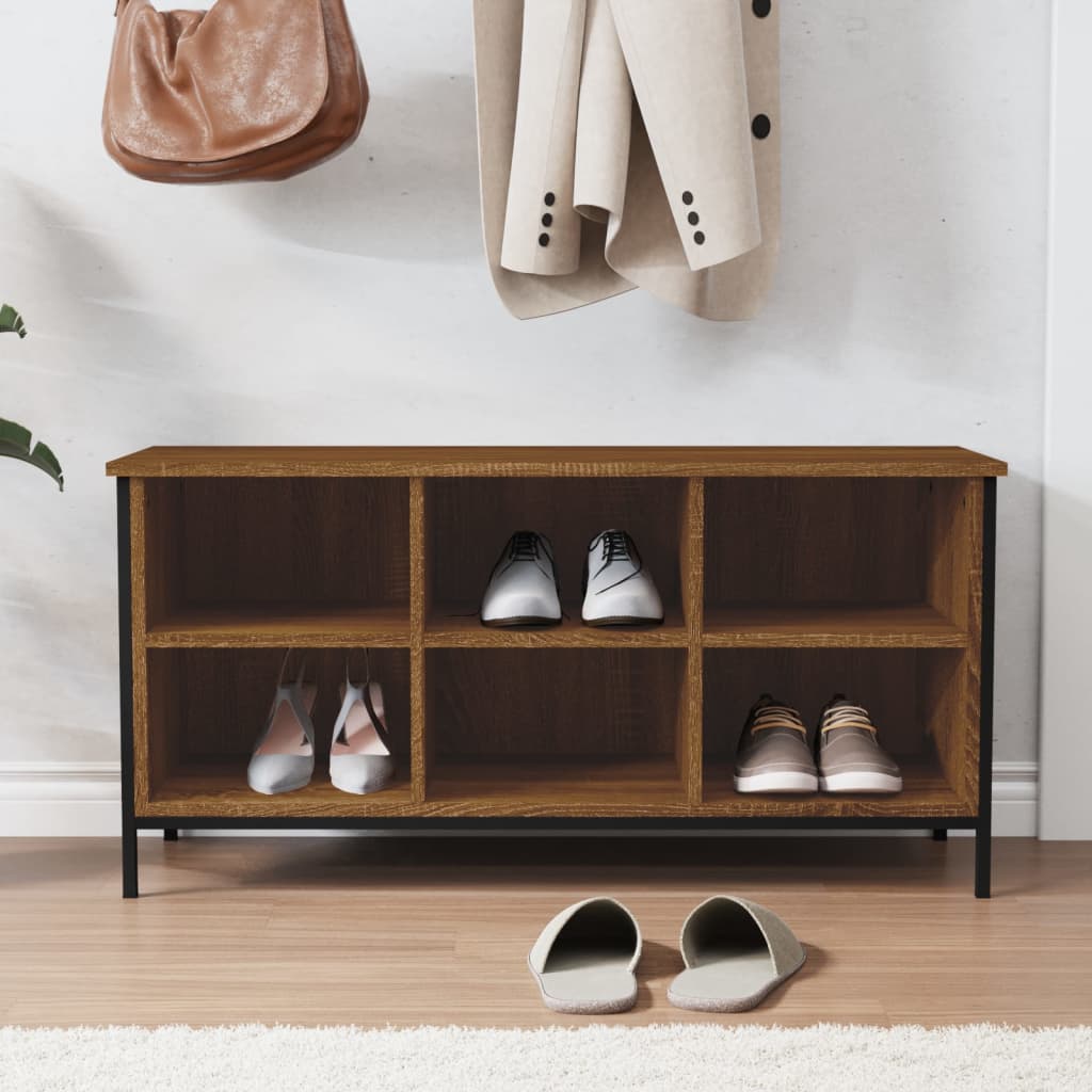 Shoe rack brown oak look 100x35x50 cm wood material