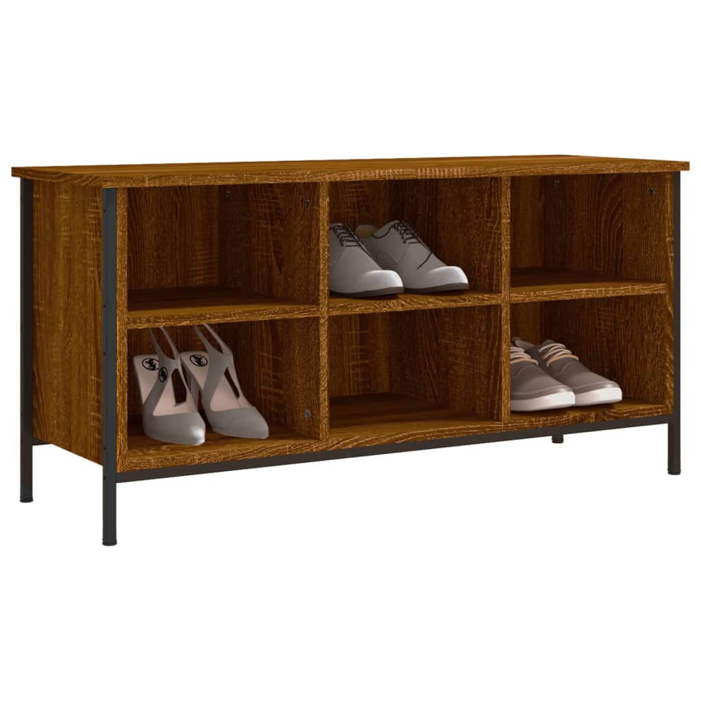 Shoe rack brown oak look 100x35x50 cm wood material