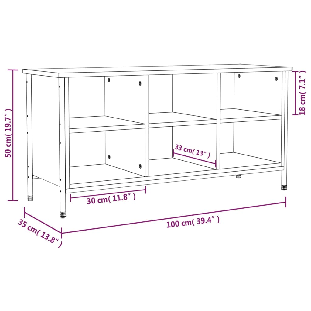Shoe rack brown oak look 100x35x50 cm wood material