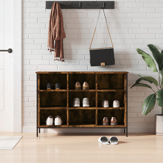 Étagère à chaussures chêne fumé 100x35x70 cm en bois