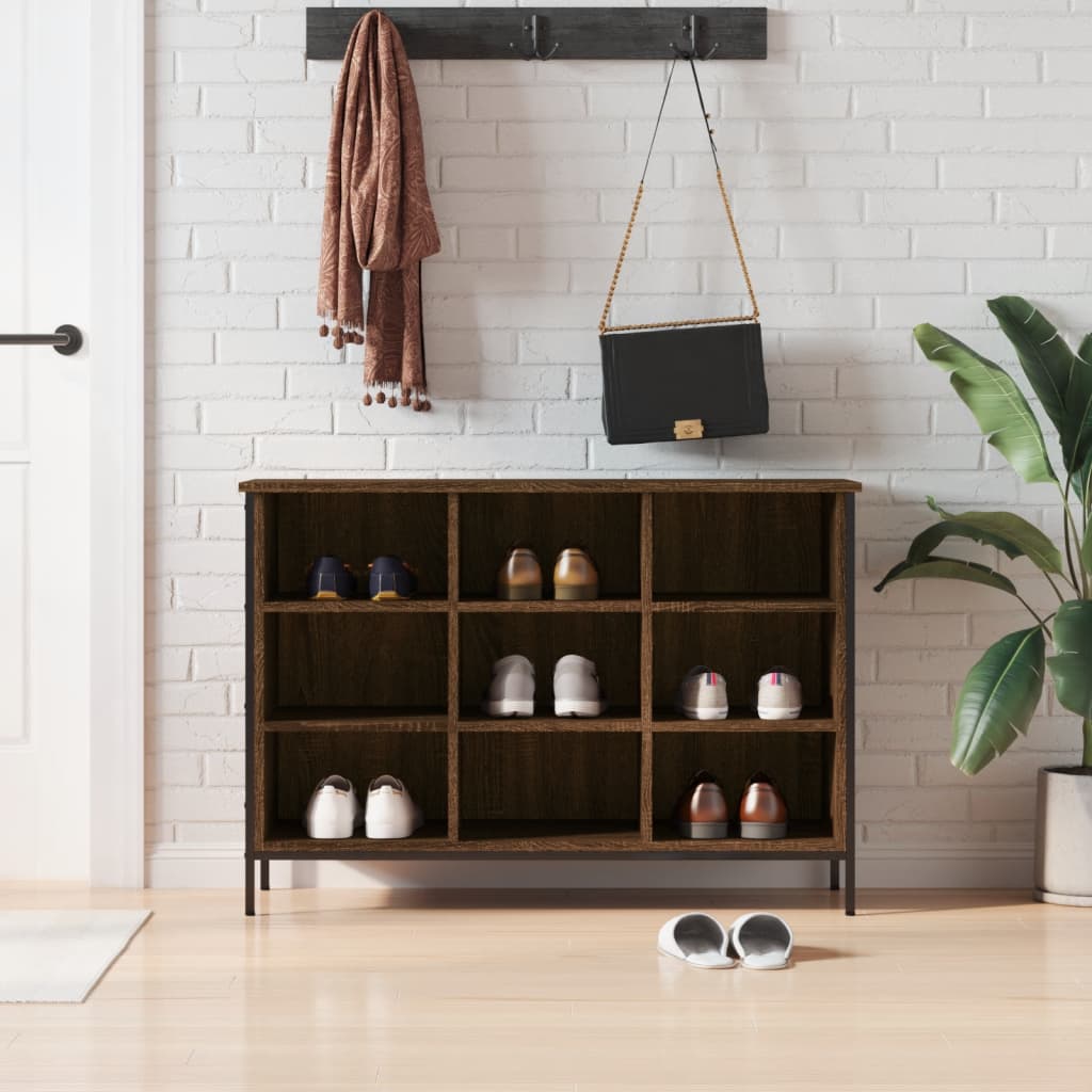 Shoe rack brown oak look 100x35x70 cm made of wood