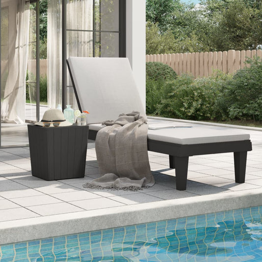Sun lounger black 155x58x83 cm polypropylene