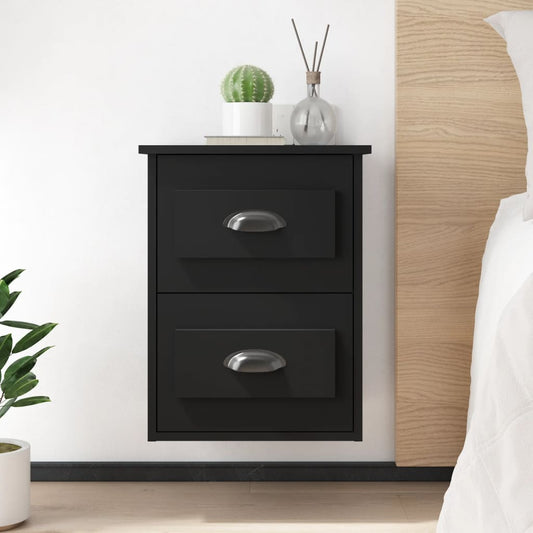 Wall bedside table black 41.5x36x53 cm