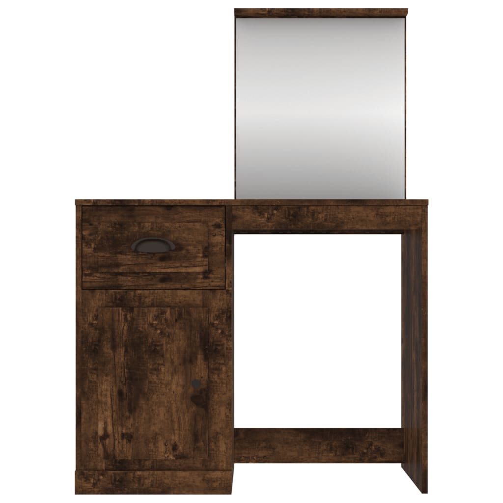 Dressing table with mirror smoked oak 90x50x132.5 cm