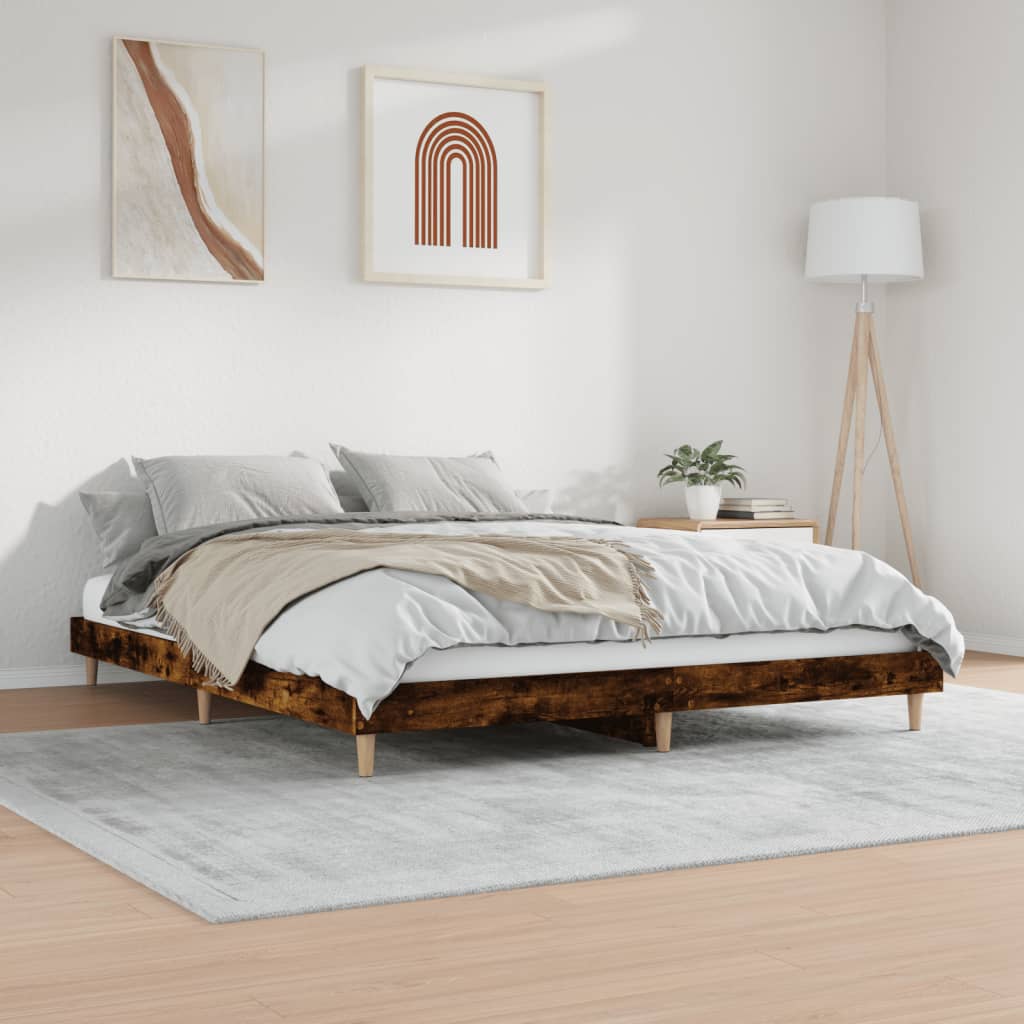 Bettgestell ohne Matratze Räuchereiche 200x200 cm Holzwerkstoff