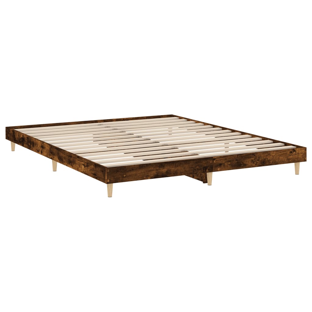 Bettgestell ohne Matratze Räuchereiche 200x200 cm Holzwerkstoff
