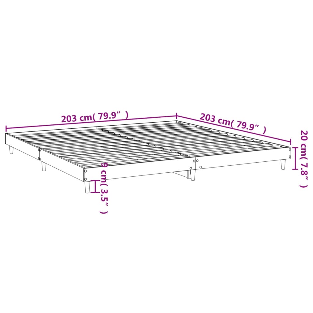 Bettgestell ohne Matratze Räuchereiche 200x200 cm Holzwerkstoff