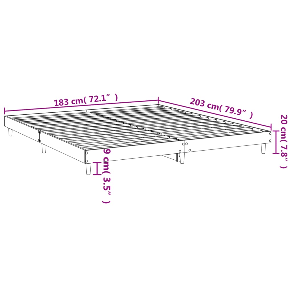 Bettgestell ohne Matratze Räuchereiche 120x200 cm Holzwerkstoff