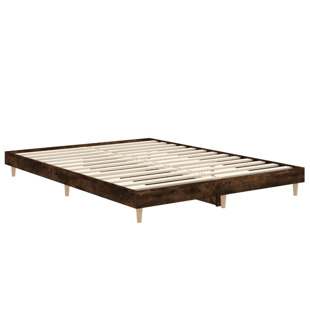 Cadre de lit chêne fumé 135x190 cm en matériau bois