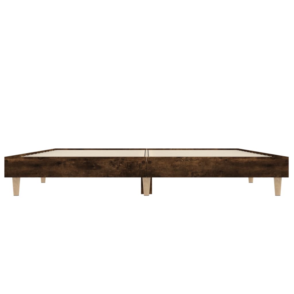 Cadre de lit chêne fumé 135x190 cm en matériau bois