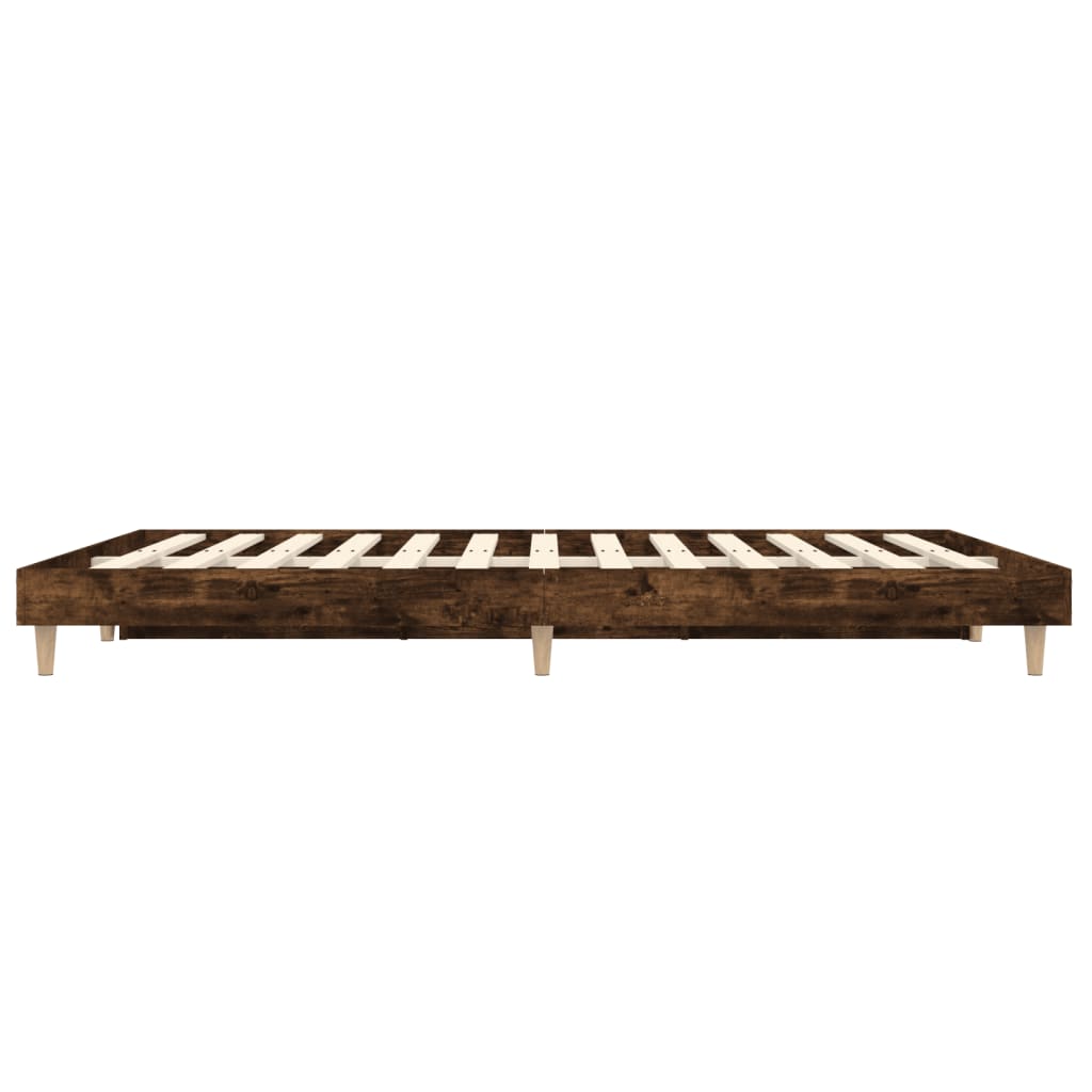 Cadre de lit chêne fumé 135x190 cm en matériau bois