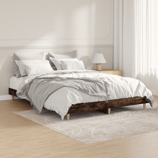 Cadre de lit chêne fumé 135x190 cm en matériau bois
