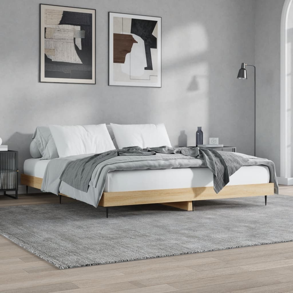 Bettgestell ohne Matratze Sonoma-Eiche 200x200 cm Holzwerkstoff