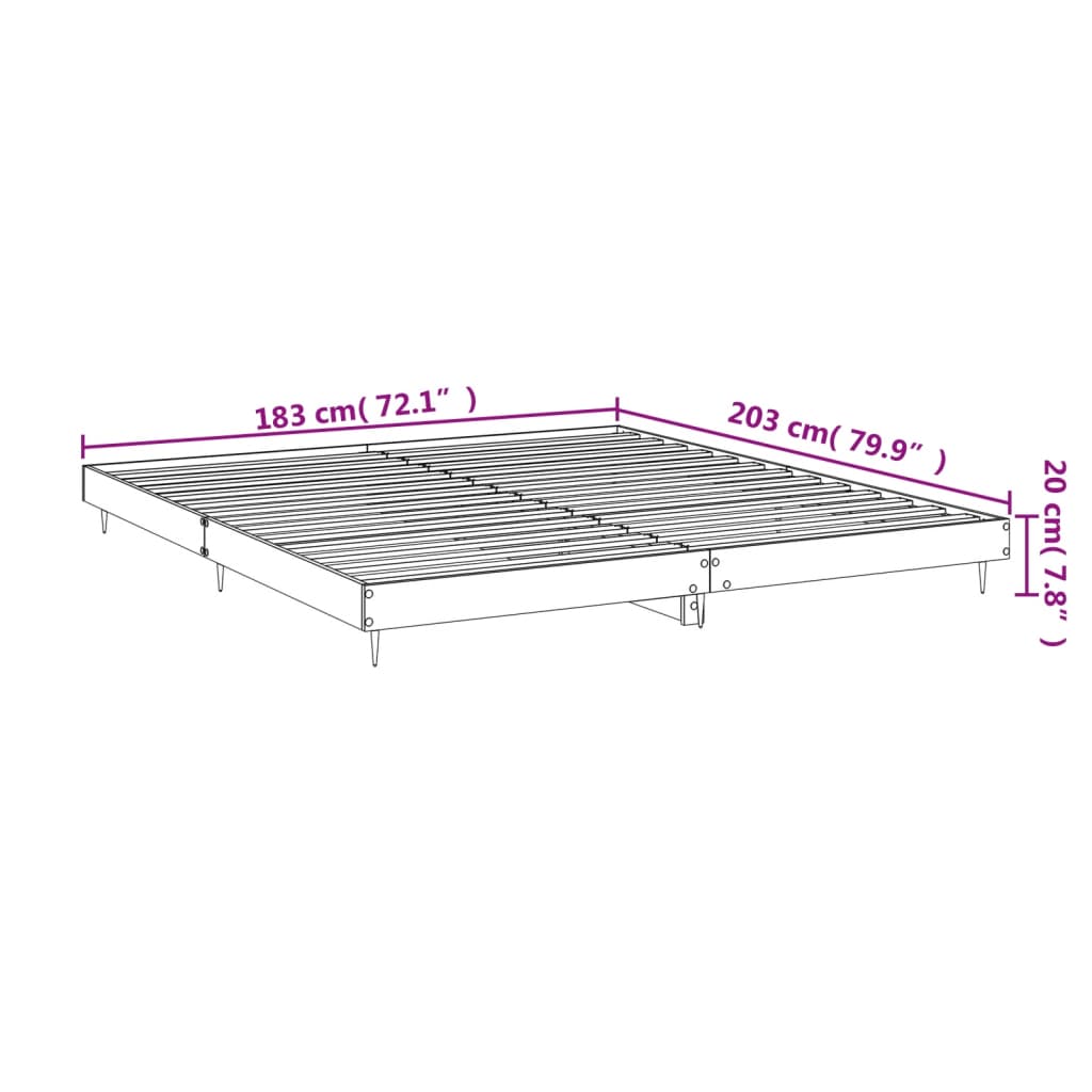 Bettgestell ohne Matratze Grau Sonoma 180x200 cm Holzwerkstoff