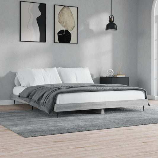 Bettgestell ohne Matratze Grau Sonoma 180x200 cm Holzwerkstoff