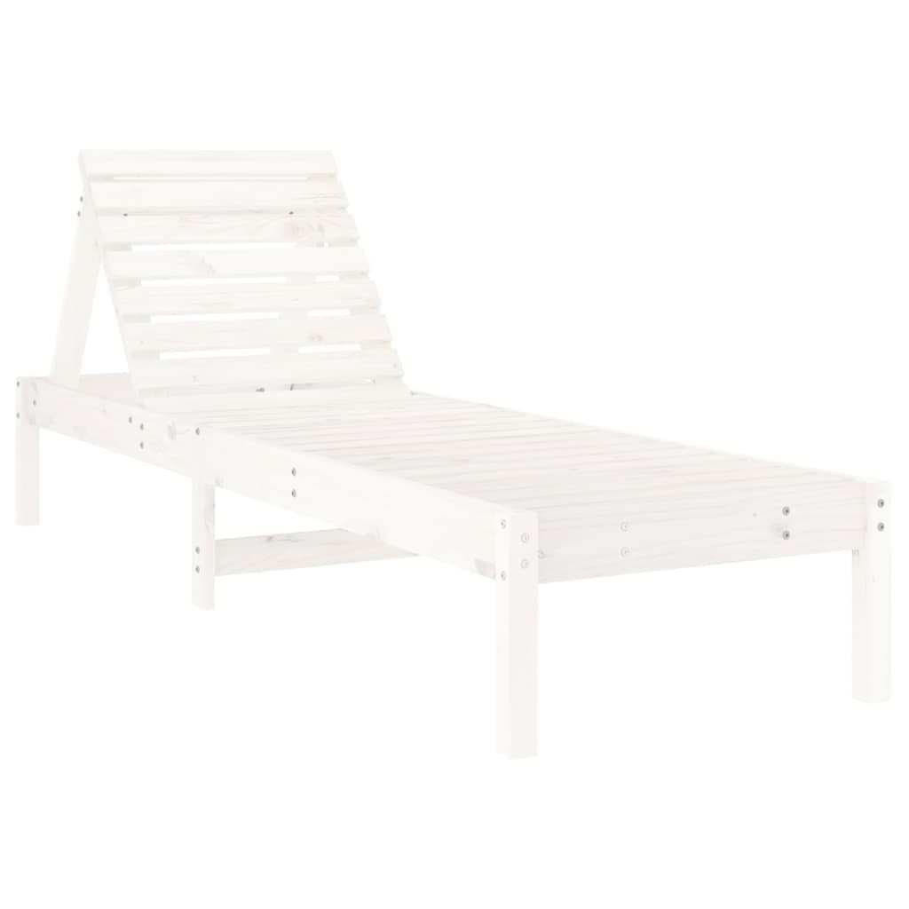 Sun loungers 2 pcs. White 199.5x60x74 cm solid pine wood