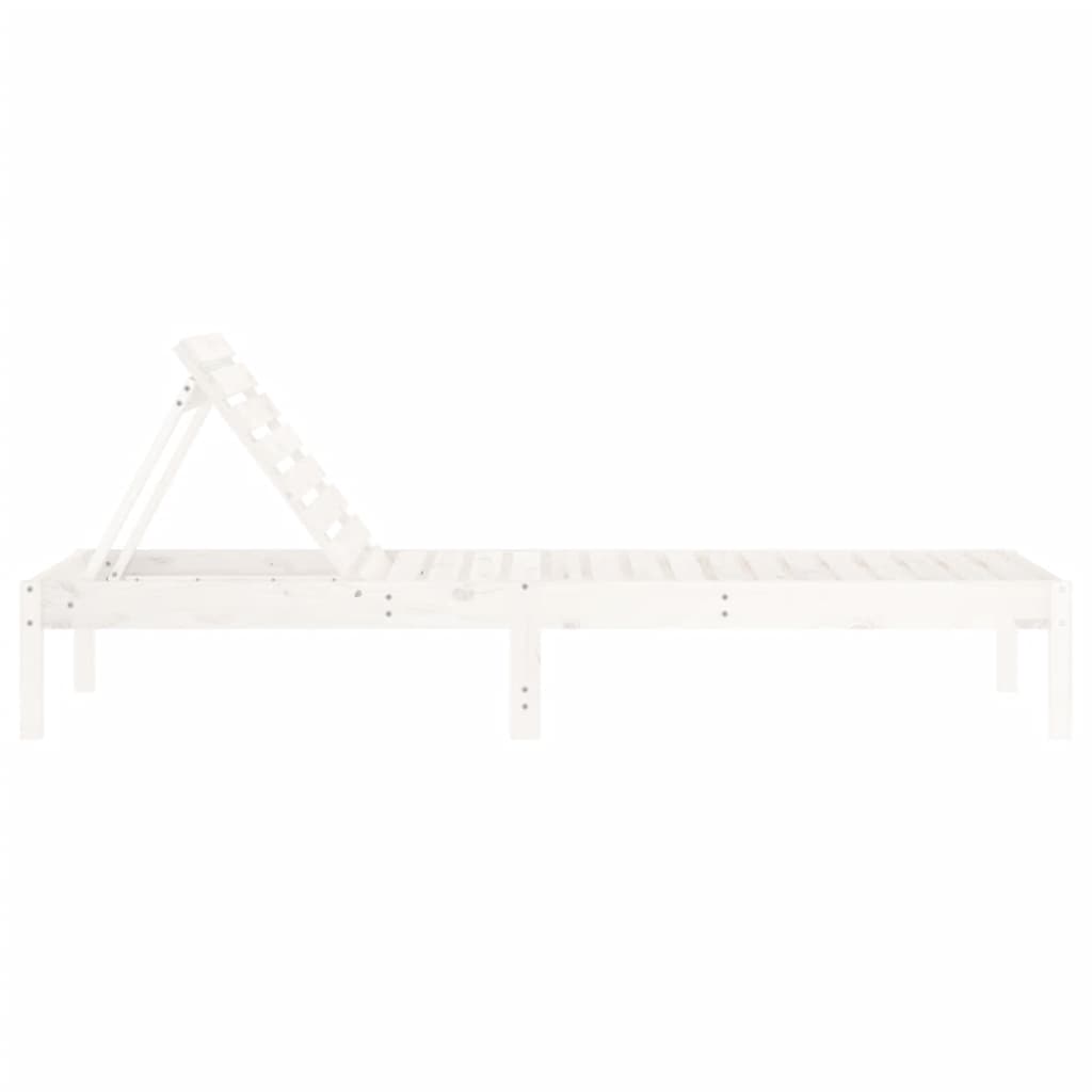 Sun loungers 2 pcs. White 199.5x60x74 cm solid pine wood