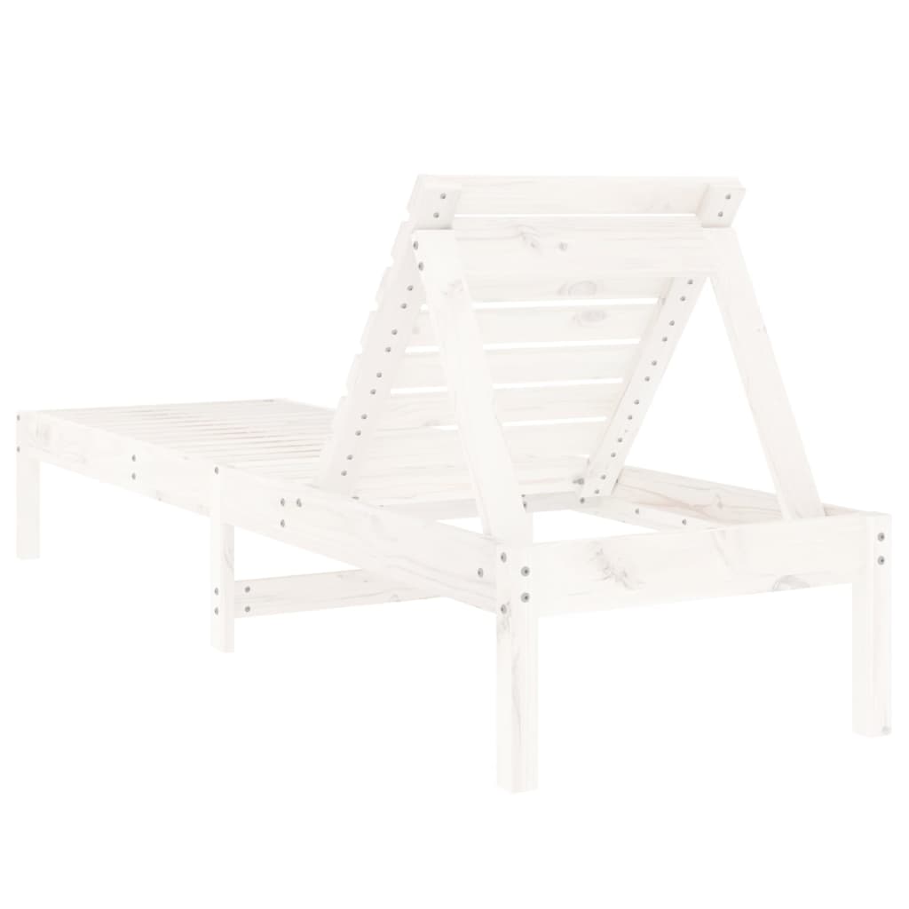 Sun loungers 2 pcs. White 199.5x60x74 cm solid pine wood