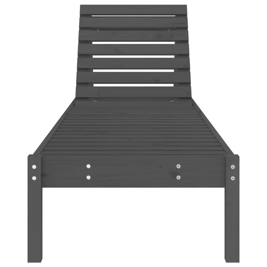 Sun loungers 2 pcs. Gray 199.5x60x74 cm solid pine wood