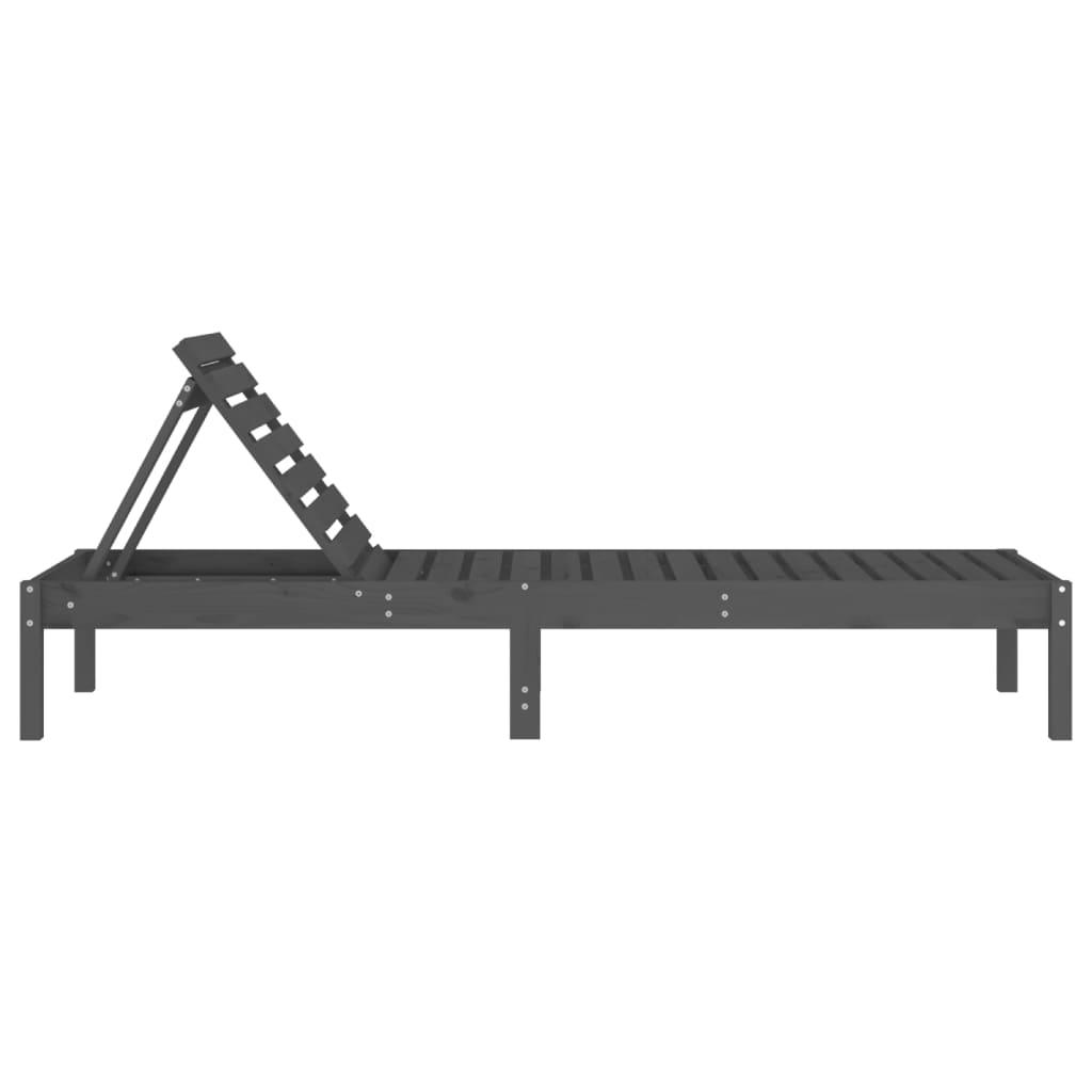 Sun loungers 2 pcs. Gray 199.5x60x74 cm solid pine wood