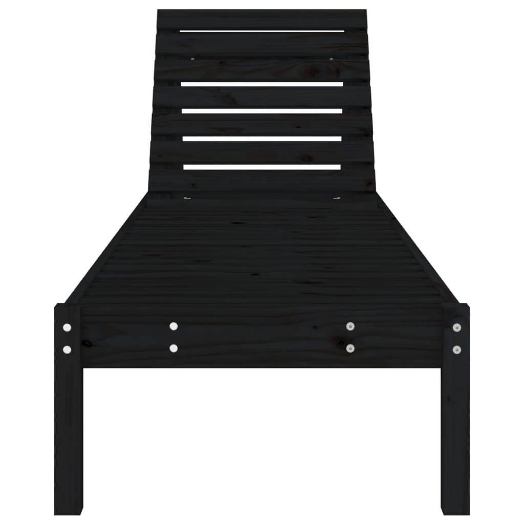 Sun loungers 2 pcs. Black 199.5x60x74 cm solid pine wood