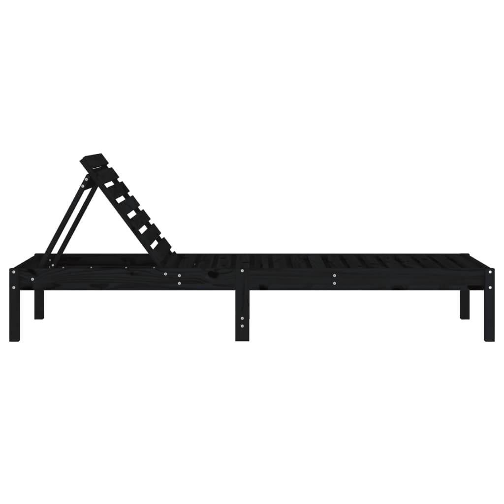 Sun loungers 2 pcs. Black 199.5x60x74 cm solid pine wood