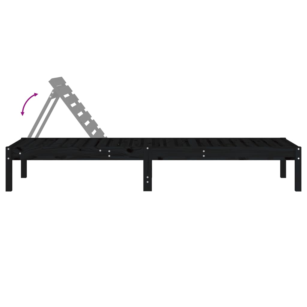 Sun loungers 2 pcs. Black 199.5x60x74 cm solid pine wood