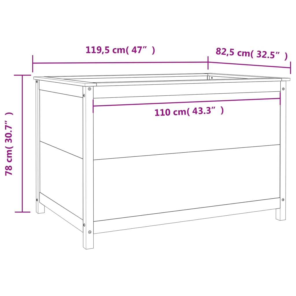 Raised bed gray 119.5x82.5x78 cm solid pine wood