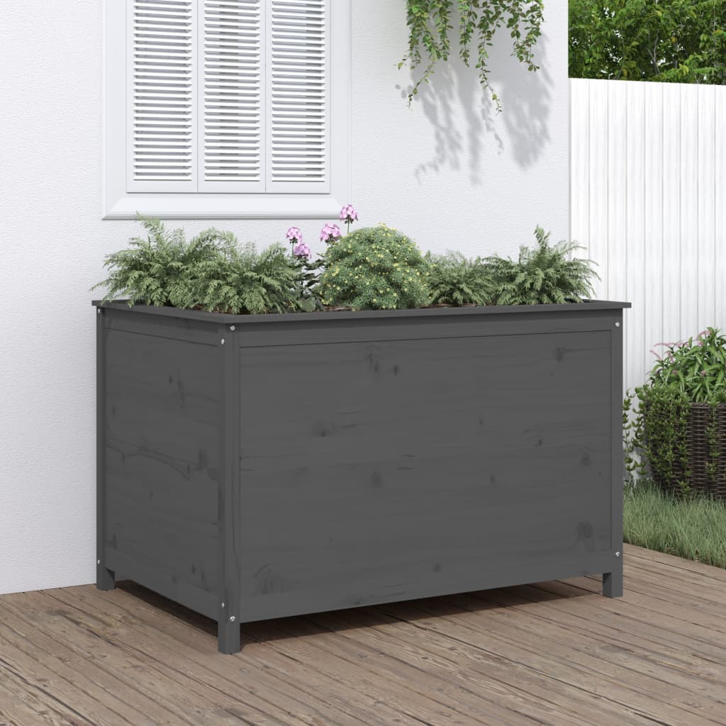 Raised bed gray 119.5x82.5x78 cm solid pine wood
