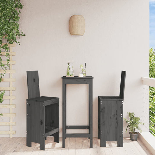 Tabourets de bar 2 pcs Gris 40x42x120 cm bois de pin massif