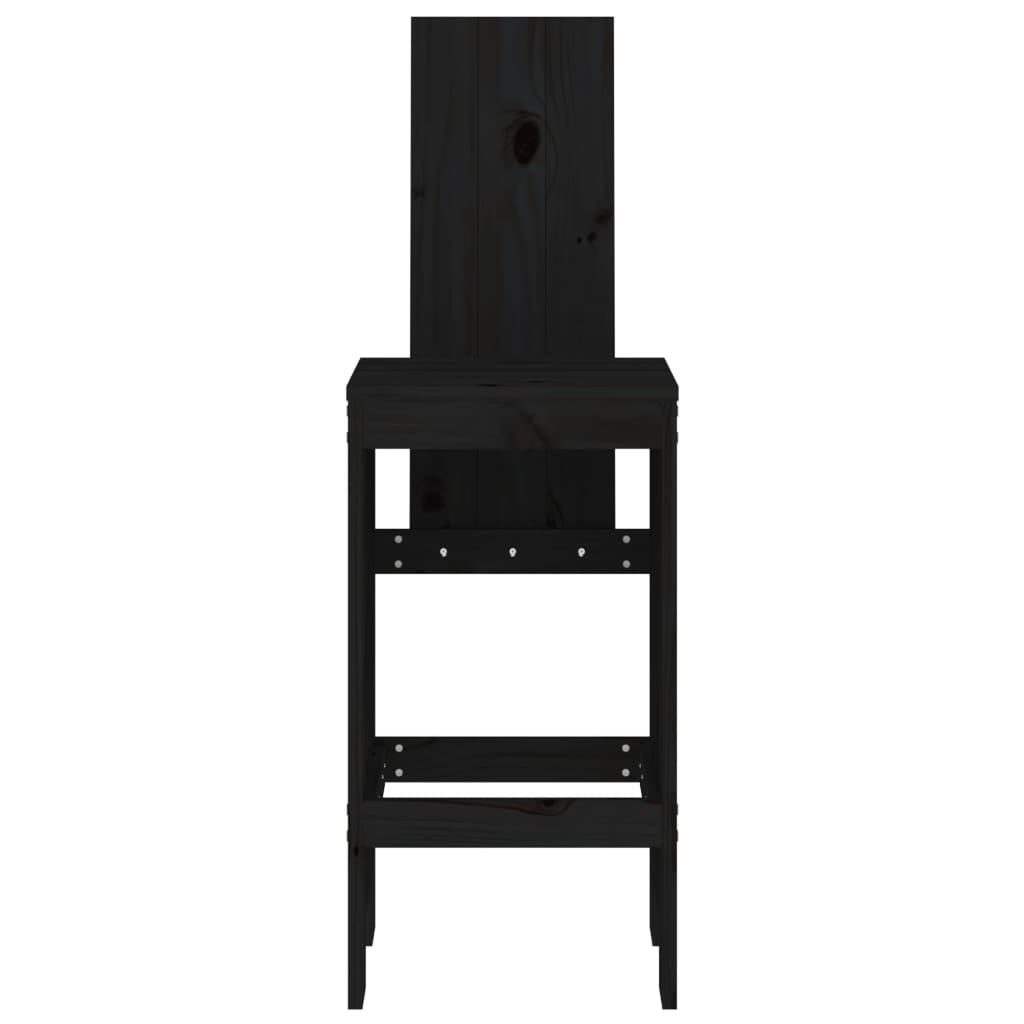 Bar stools 2 pcs. Black 40x42x120 cm solid pine wood