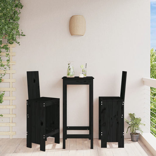 Tabourets de bar 2 pcs Noir 40x42x120 cm bois de pin massif