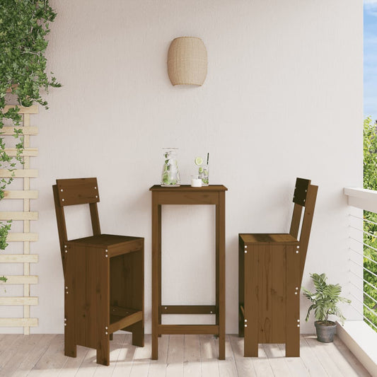 Tabourets de bar 2 pcs marron miel 40x48,5x115,5 cm bois de pin massif