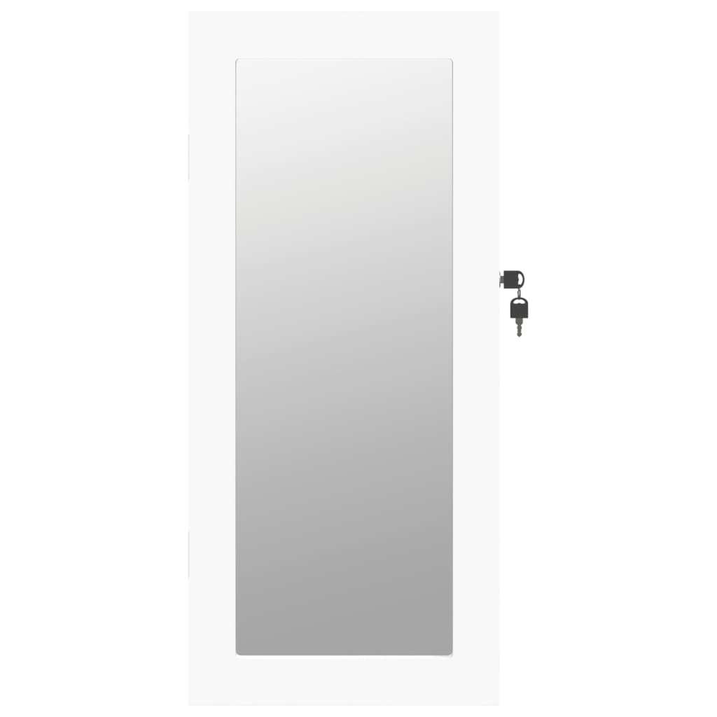 Armoire à bijoux avec miroir mural blanc 30x8,5x67 cm