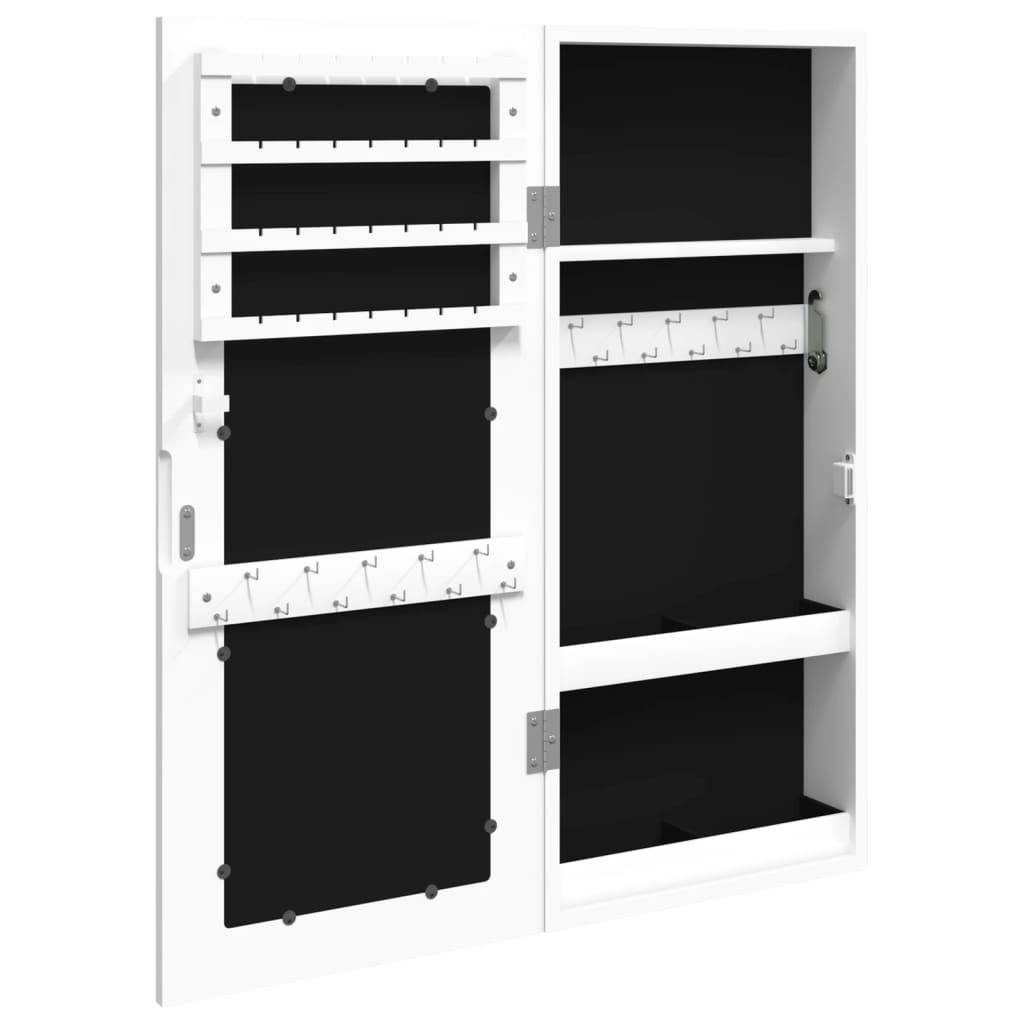 Armoire à bijoux avec miroir mural blanc 30x8,5x67 cm