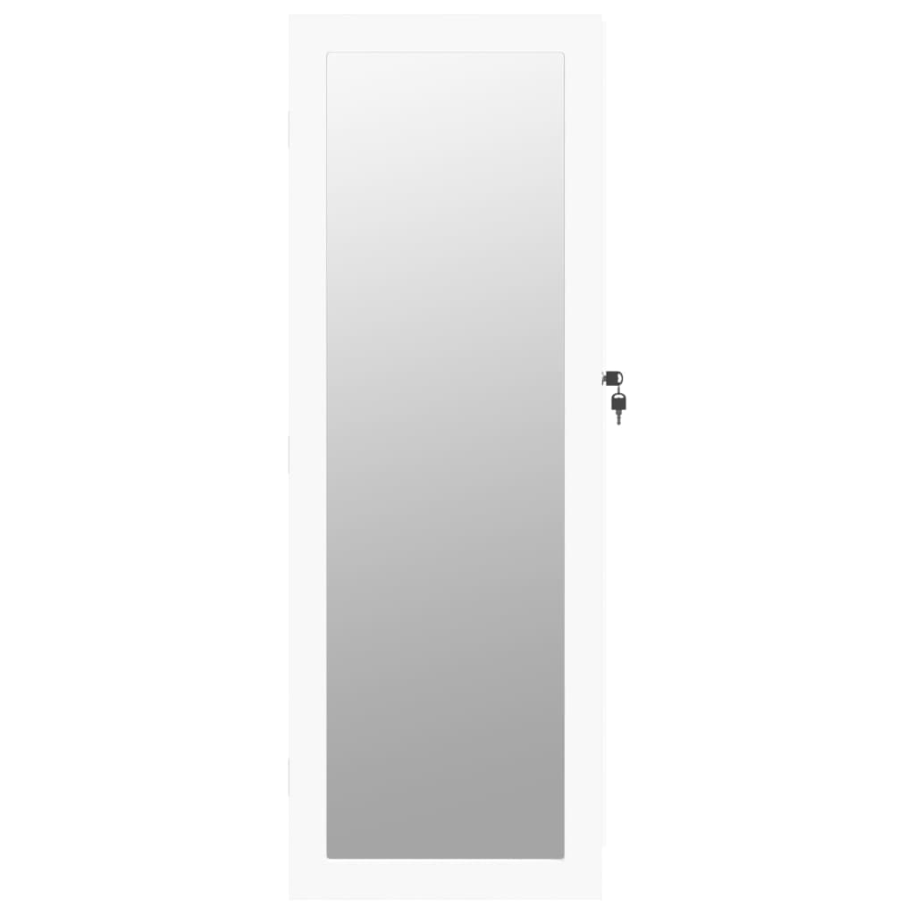 Armoire à bijoux avec miroir mural blanc 37,5x10x106 cm