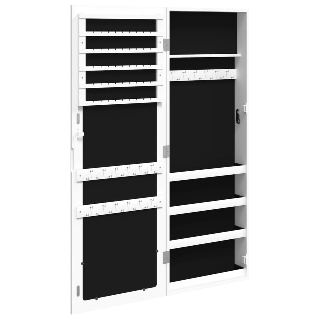 Armoire à bijoux avec miroir mural blanc 37,5x10x106 cm