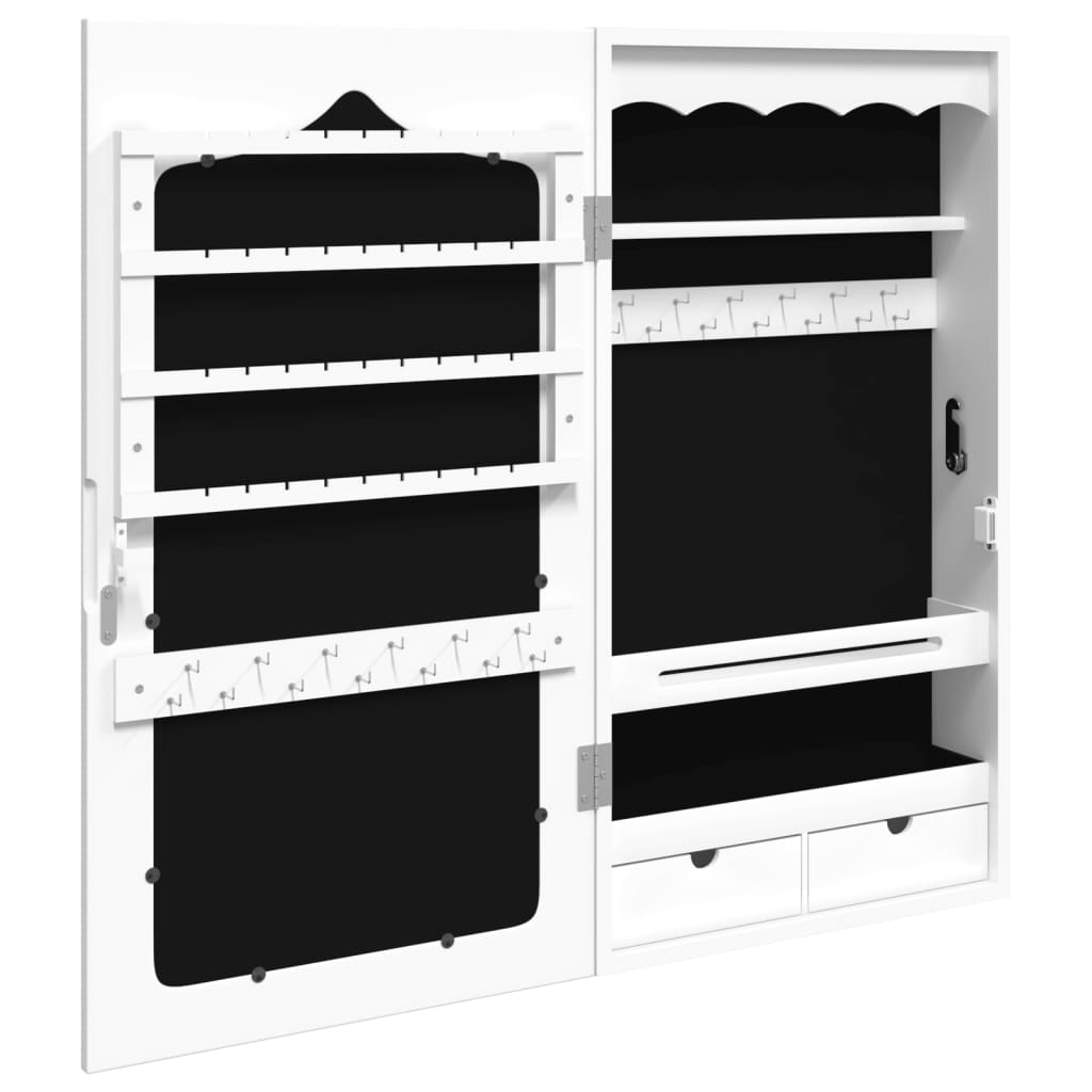 Armoire à bijoux avec miroir mural blanc 37,5x10x67 cm