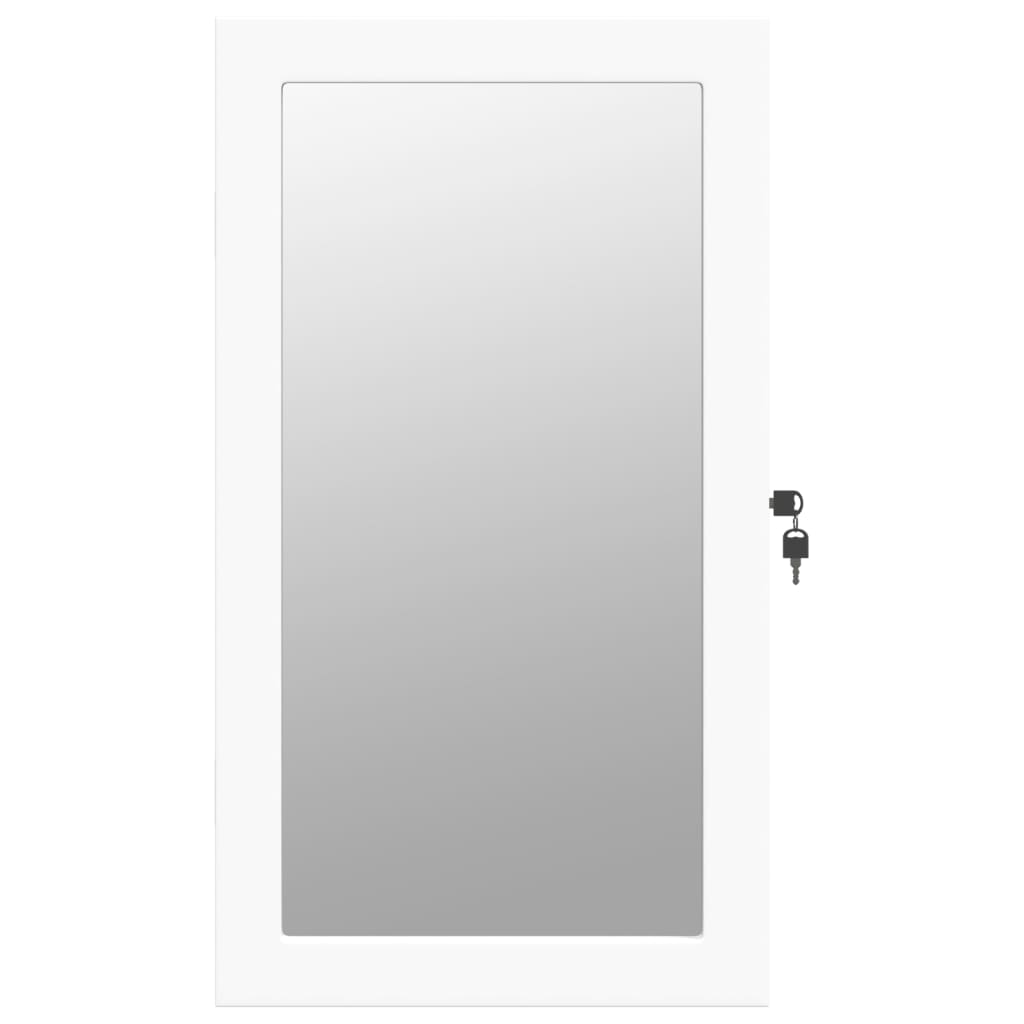 Mirror jewelry cabinet with LED lighting wall mounting white