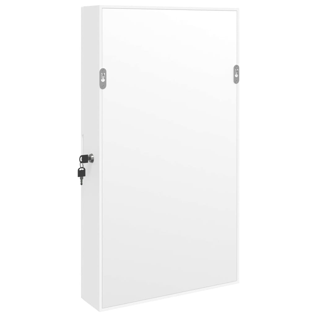 Mirror jewelry cabinet with LED lighting wall mounting white